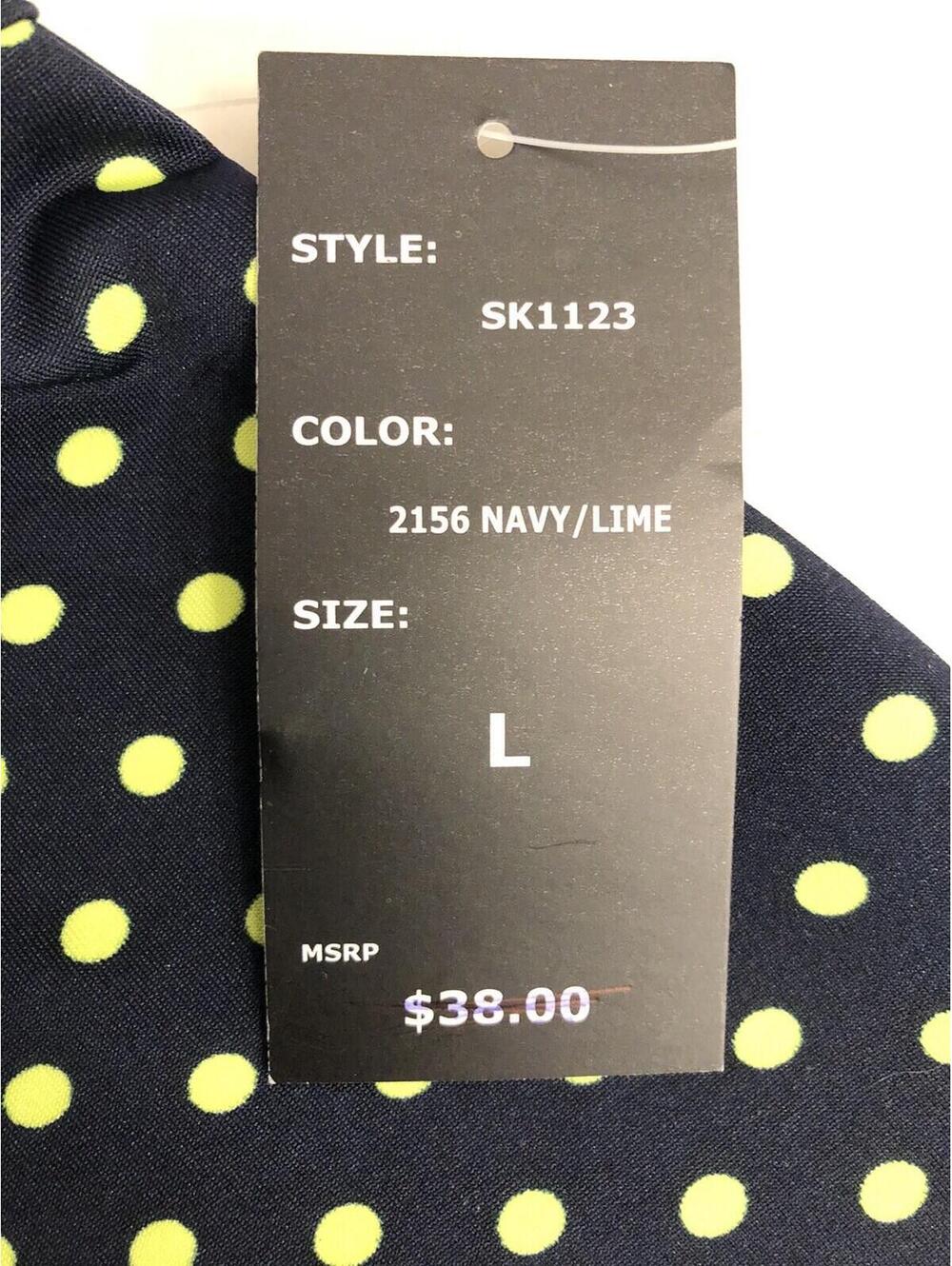 Robert Louis New Womens Large Tank Top Navy Lime Polka Dot Drawstring Back - Picture 8 of 8